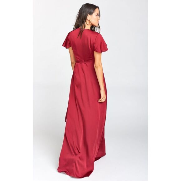 NWT Show Me Your MuMu Noelle Satin Wrap Dress Red Luxe XXXL - Picture 3 of 12